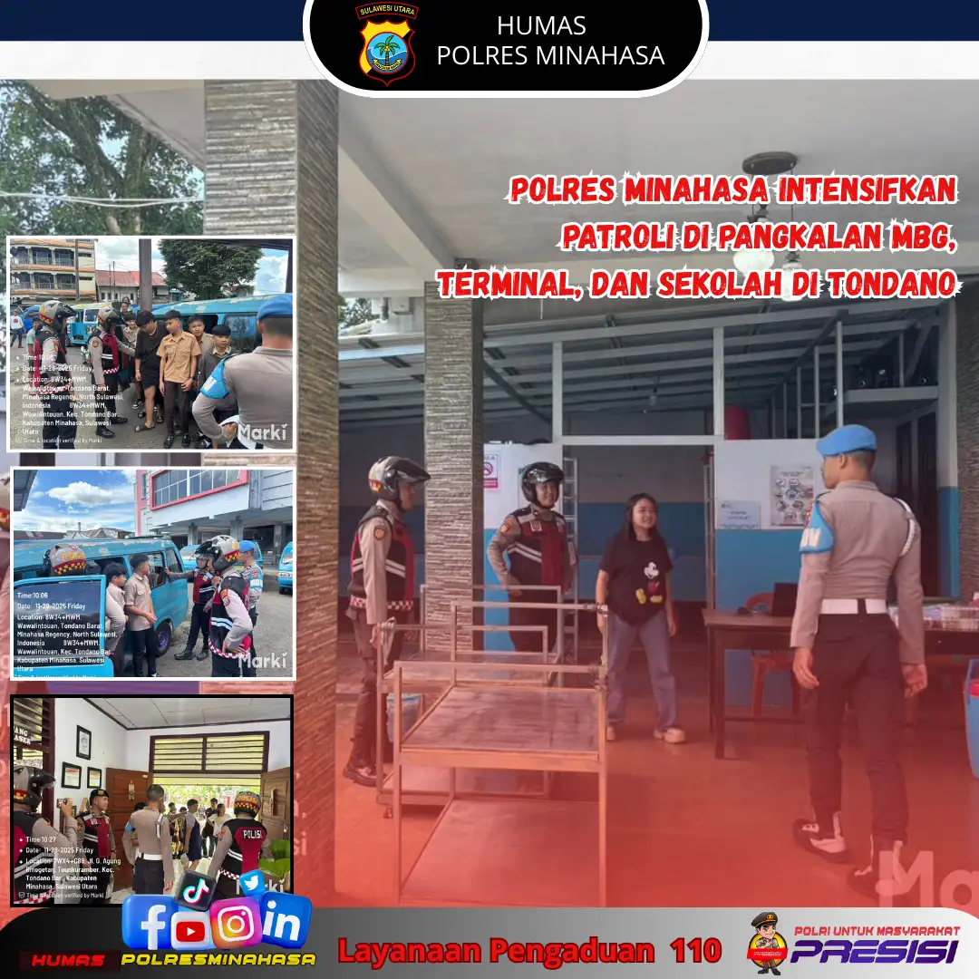 Polres Minahasa Intensifkan Patroli di Pangkalan MBG, Terminal, dan Sekolah di Tondano